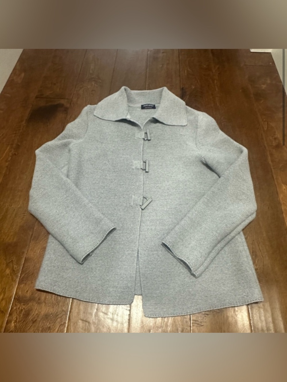 St. John Collection Gray Knit Toggle Pea Coat
